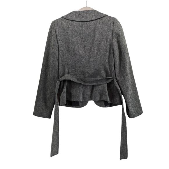 The Limited Collection Belted Jacket S Gray Two Button Blazer Lined Ruffled Neck - Picture 2 of 11